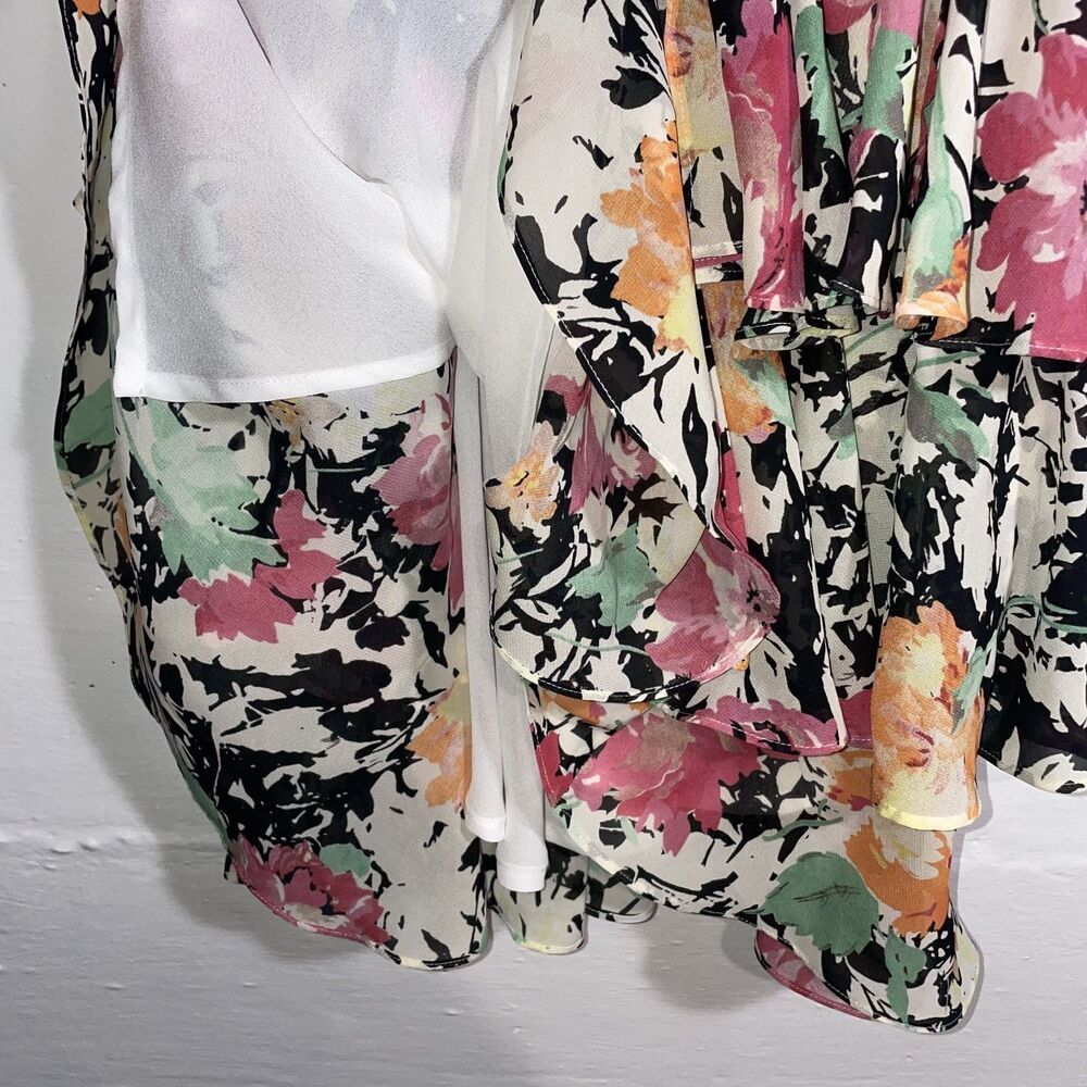 Vintage Lauren Ralph Lauren Floral Ruffle Tiered Dress Sleeveless Fit & Flare M - Picture 4 of 8